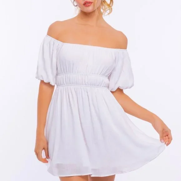 ❌SOLD OUT❌ ALL YOURS WHITE OFF SHOULDER DRESS - Picture 1 of 3